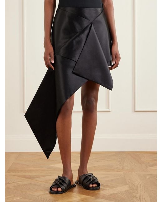 J.W. Anderson Black Cross Draped Cotton And Silk-Blend Satin Mini Skirt
