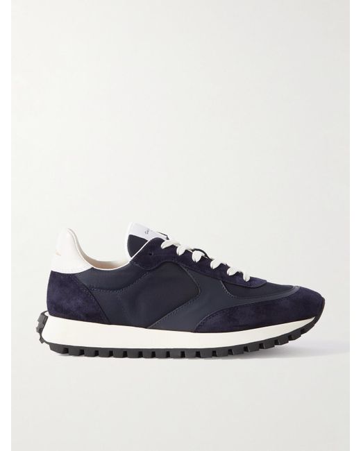 Gianvito Rossi Blue Gravel Suede, Leather And Shell Sneakers