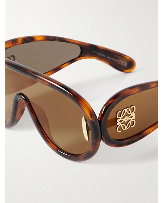 Loewe Brown Wave Mask Oversized Aviator-Style Acetate Sunglasses