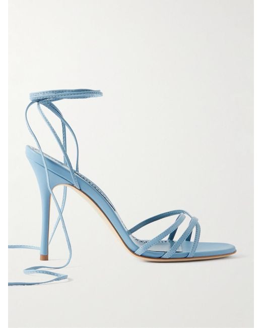 Manolo Blahnik Blue Leva 105 Sandalen Aus Leder