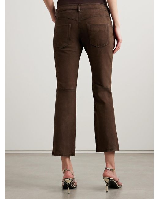 Isabel Marant Brown Vanel Hose Mit Geradem Bein Aus Veloursleder Mit Schnürung