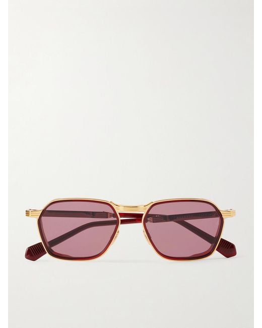 Jacques Marie Mage Pink Beckett Rectangle-Frame Sunglasses