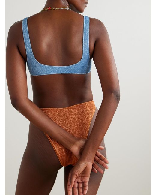 Oseree Blue Glazed Lumière Sporty 90S Metallic Bikini
