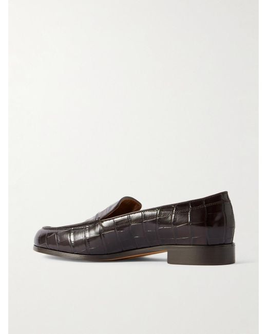 Emme Parsons Brown Danielle Glossed Croc-Effect Leather Loafers