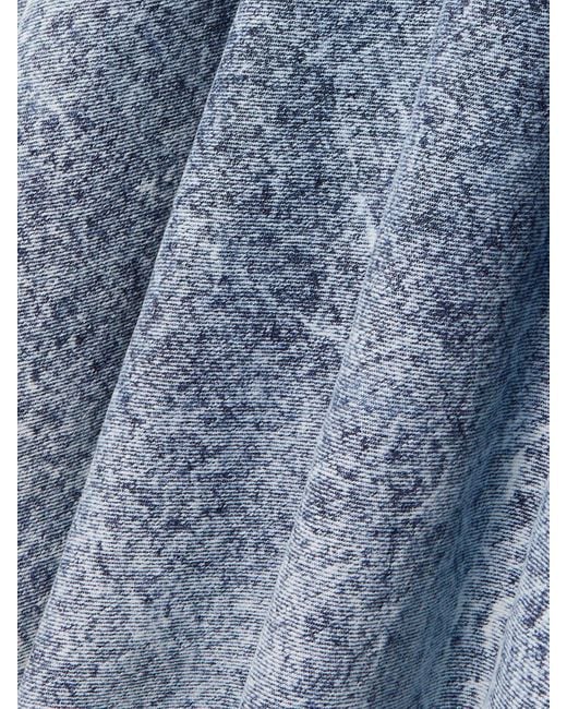 Alaïa Blue Stretch-Knit And Pleated Denim Midi Skirt