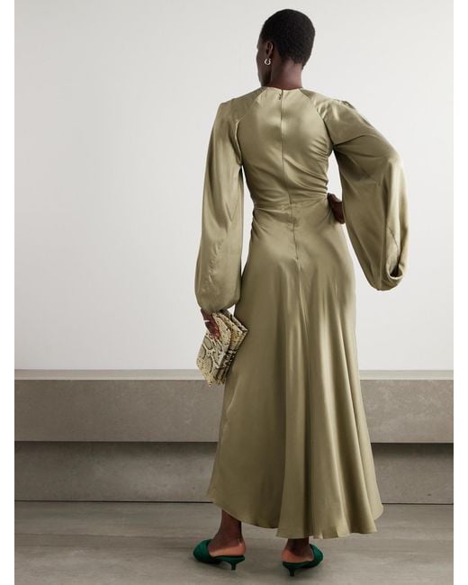 Roksanda Natural Koda Draped Cape-Effect Silk-Satin Maxi Dress