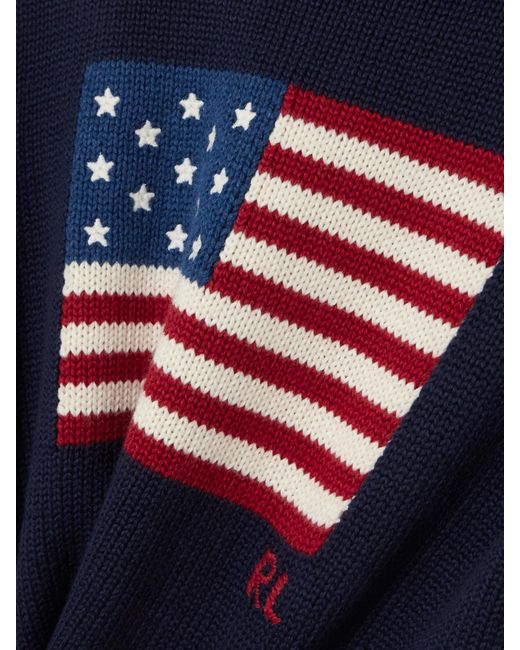 Polo Ralph Lauren Blue Flag Intarsia Cotton Sweater