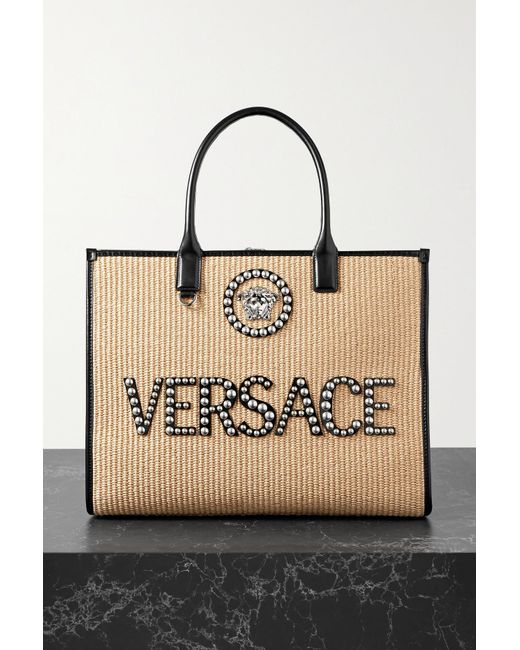 Versace Leather Trim Tote Bag