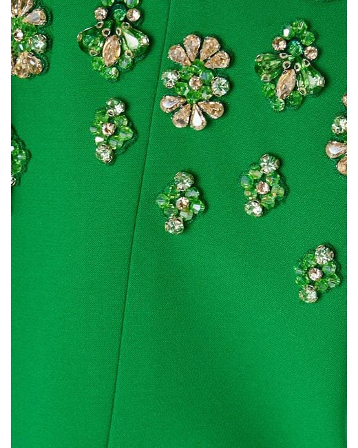 Sabina Bilenko Green Heather Crystal-Embellished Crepe Gown