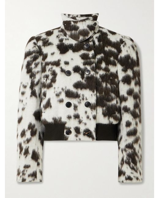 Veste À Double Boutonnage En Laine Mélangée À Imprimé Vache Dries Van Noten en coloris Black