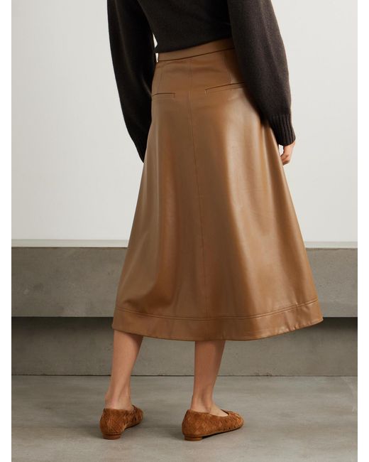 Veronica Beard Brown Louise Faux Leather Midi Skirt