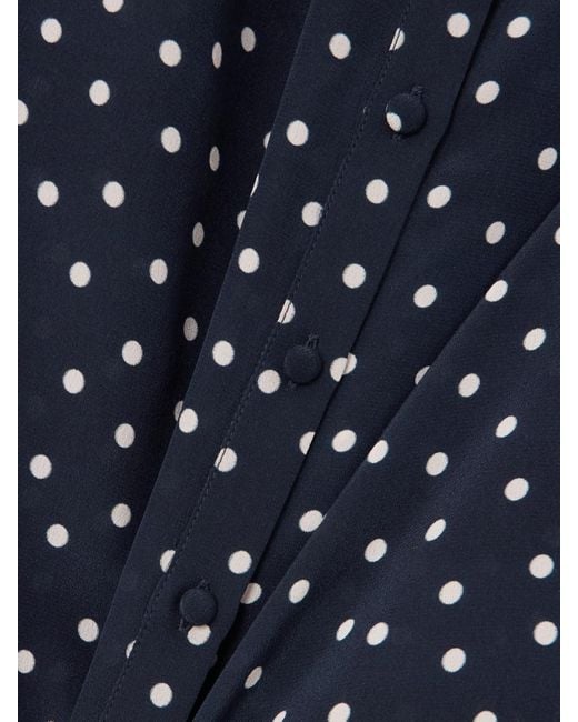 Rixo Blue Melaina Schluppenbluse Aus Seide Mit Polka-Dots