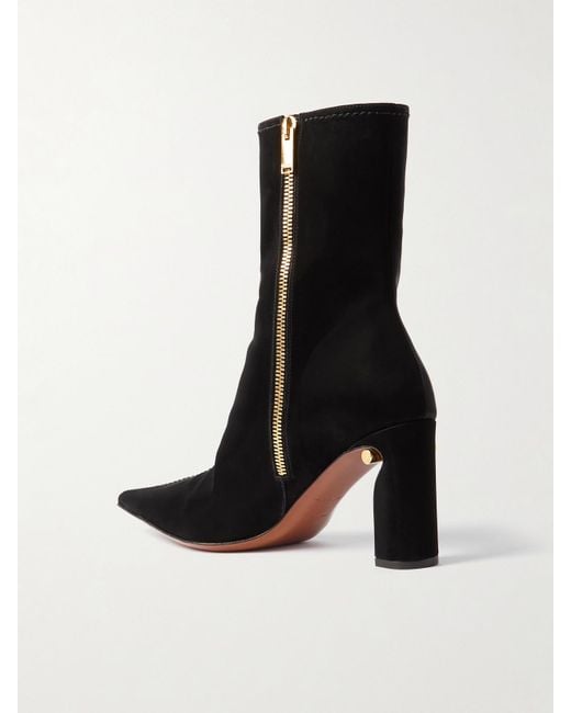 Alexander McQueen Black T-Bar Suede Ankle Boots