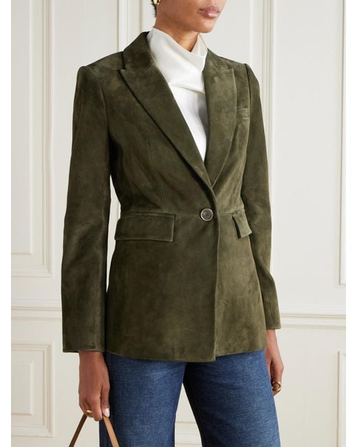 Veronica Beard Green Duane Dickey Blazer Aus Veloursleder