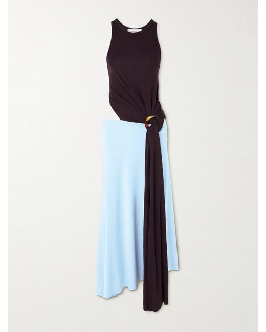 Robe Midi En Jersey Bicolore À Découpe Et À Ornement Victoria Beckham en coloris Blue
