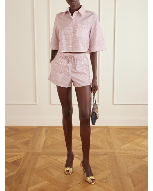 Valentino Garavani Pink Vlogo-Embellished Cropped Checked Cotton Shirt
