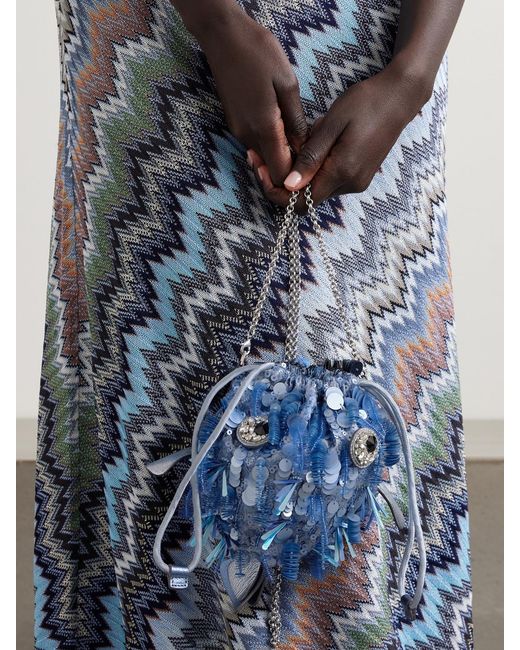 Anya Hindmarch White Blowfish Embellished Leather-Trimmed Satin Shoulder Bag