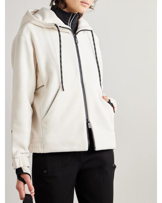 Moncler Natural Hooded Shell-Trimmed Fleece Ski Jacket