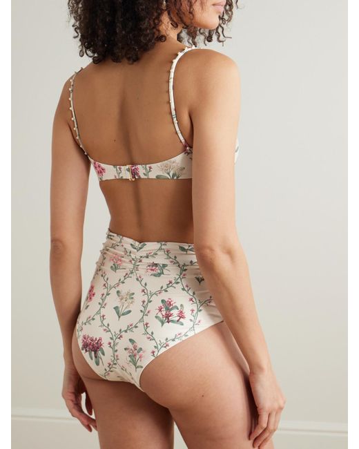 Agua Bendita Natural Magdalena Orquidea Bikini-Oberteil Aus Recyceltem Stretch-Material Mit Blumenprint Und Kunstperlen