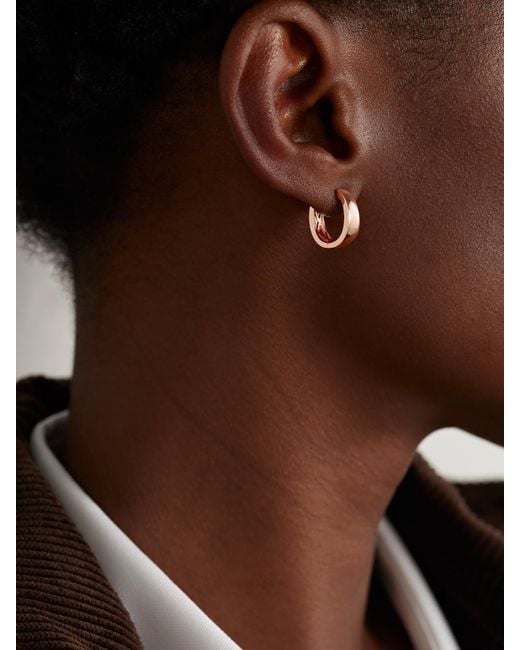 Anita Ko Natural Small Meryl 18-Karat Rose Hoop Earrings
