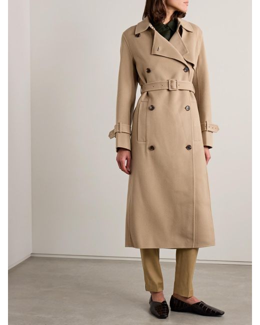 Theory Natural Double-Breasted Wool And Cashmere-Blend Felt Trench Coat