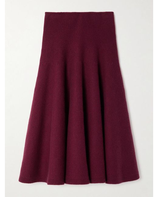 Alaïa Purple Midirock Aus Strick Einer Kaschmirmischung Mit Falten
