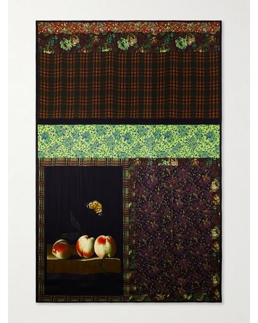Dries Van Noten Black Flara Floral-Print Twill Scarf