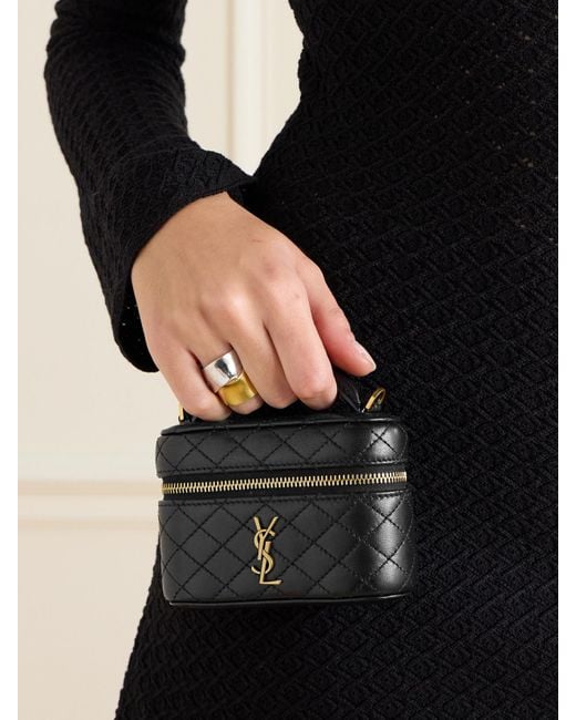 Saint Laurent Black Gaby Vanity Micro Quilted Leather Shoulder Bag