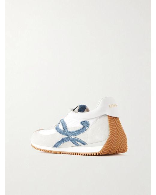 Loewe Blue Flow Runner Denim-Trimmed Shell And Suede Sneakers