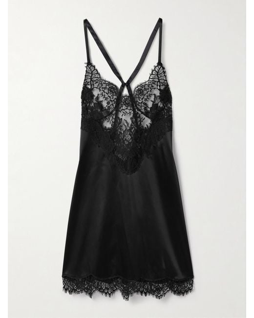 Dolce & Gabbana Black Lace-Trimmed Satin Mini Dress