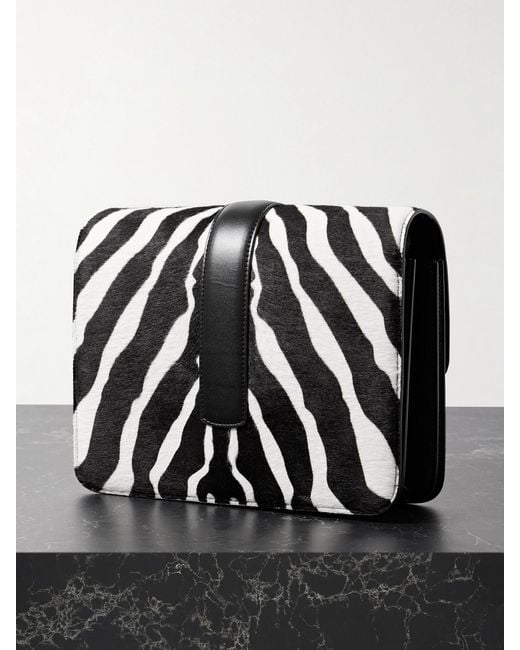 Khaite Black Blake Zebra-Print Calf Hair And Leather Shoulder Bag