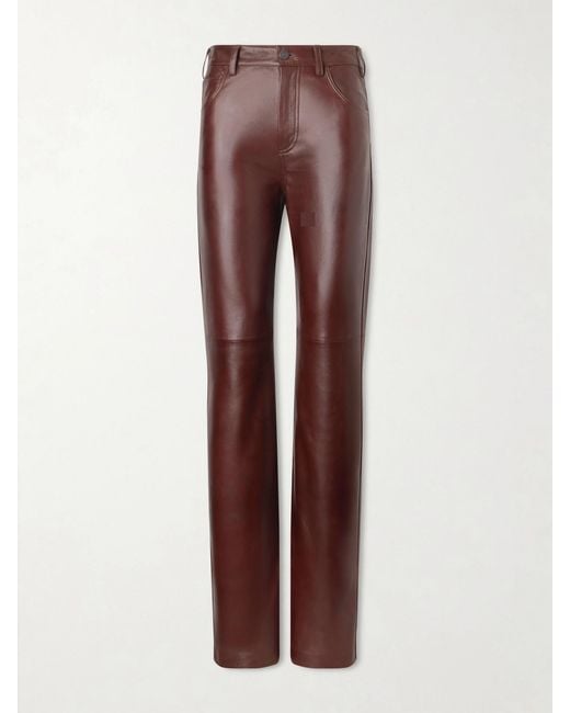 Nili Lotan Brown Joan Leather Straight-Leg Pants