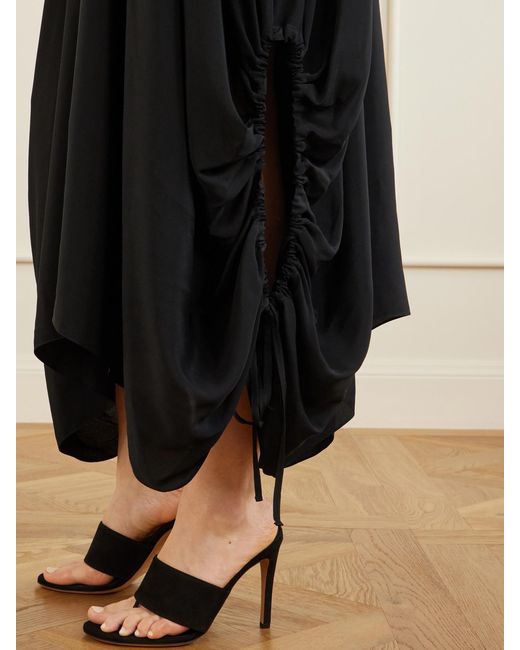 Sharon Wauchob Black Desia Asymmetric Silk-Crepe Midi Skirt
