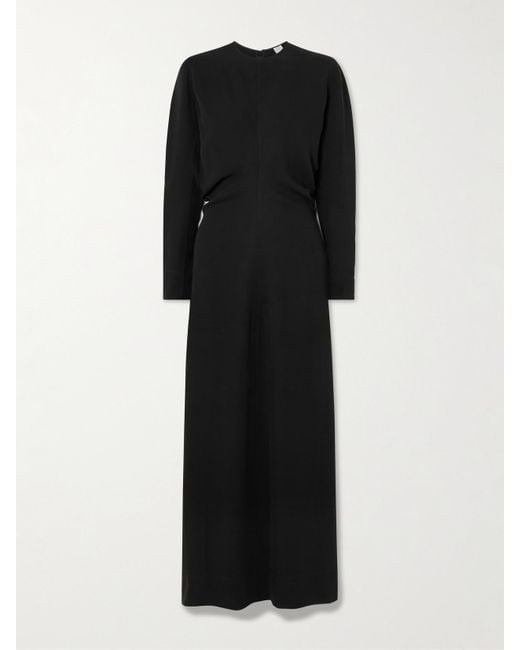 Totême  Black Garderob Maxikleid Aus Crêpe Mit Raffungen