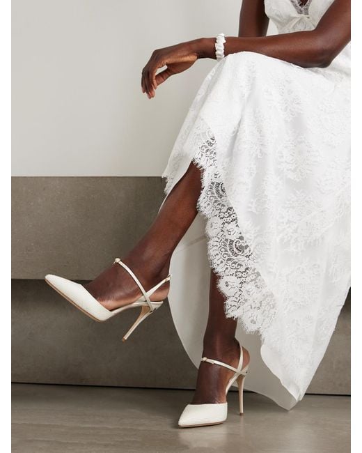 JENNIFER CHAMANDI White Vittorio 105 Crystal-Embellished Satin Pumps