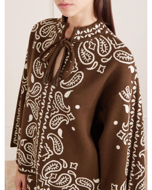 Farm Rio Brown Jacquard-Knit Sweater