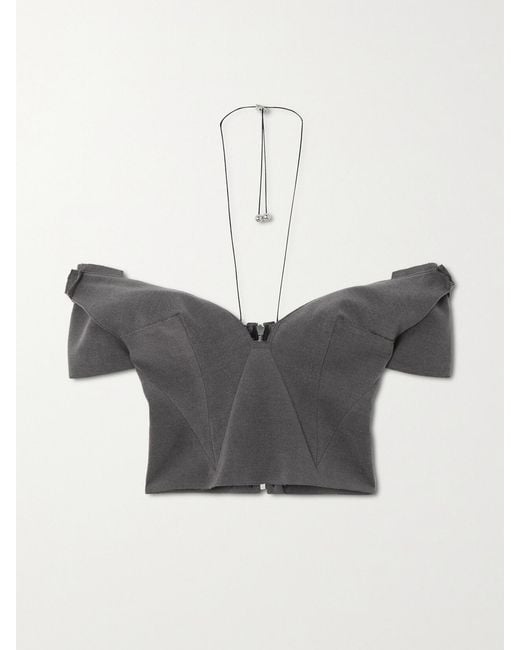 16Arlington White Alasia Cropped Off-The-Shoulder Felt Top