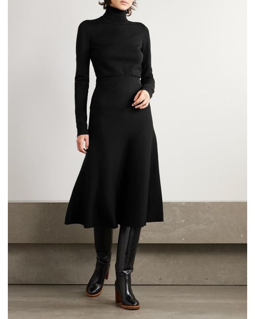 Gabriela Hearst Black Freddie Wool, Cashmere And Silk-Blend Midi Skirt