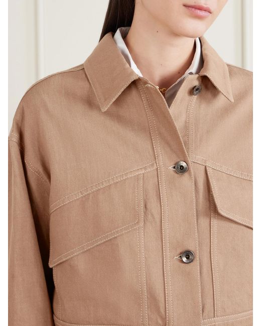 Brunello Cucinelli Natural Cropped Cotton-Twill Jacket