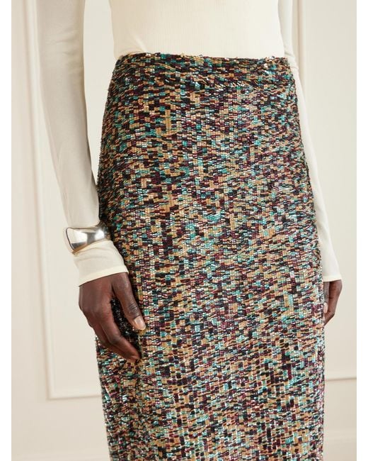 Twp Multicolor Sylkie Sequined Crepe De Chine Maxi Skirt