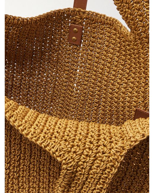 Saint Laurent Brown Le 5 À 7 Bea Medium Leather-Trimmed Raffia Tote