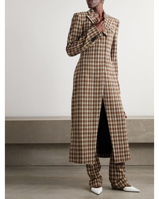 Acne Natural Checked Tweed Coat