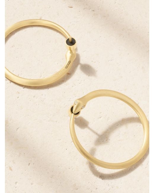 Ileana Makri Natural Snake 18-Karat Diamond Hoop Earrings