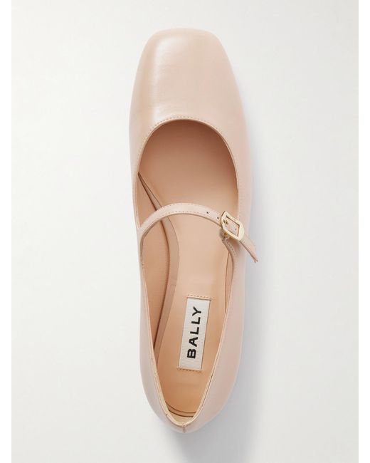 Bally Natural Belkys Leather Mary-Jane Ballet Flats
