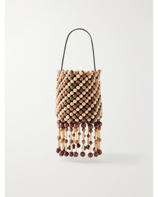 Rabanne White Beaded Mini Wood Shoulder Bag