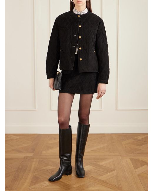 Blazé Milano Black Viva Coci Quilted Suede Mini Skirt