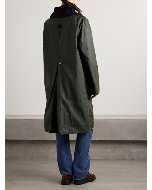 Barbour Black Ebberston Cotton-Corduroy Trimmed Waxed-Cotton Jacket