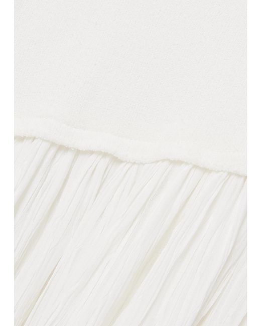 Proenza Schouler White Cora One-Shoulder Stretch-Knit And Pleated Crepon Maxi Dress