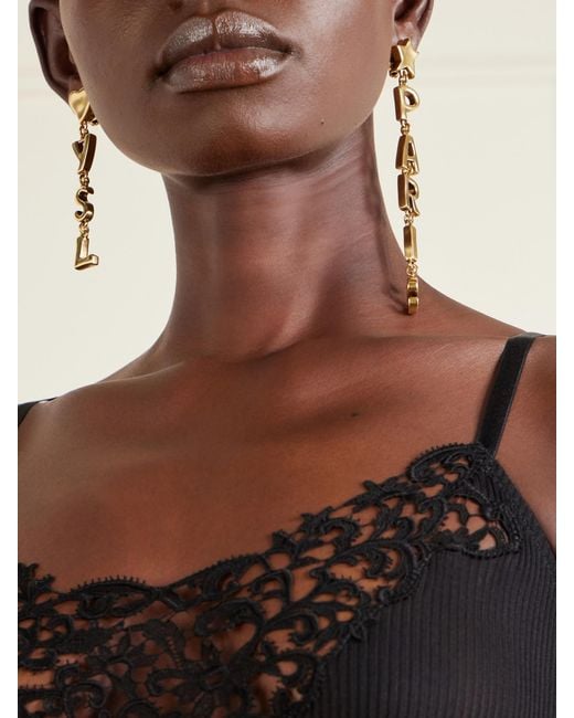 Saint Laurent White Paris-Tone Earrings