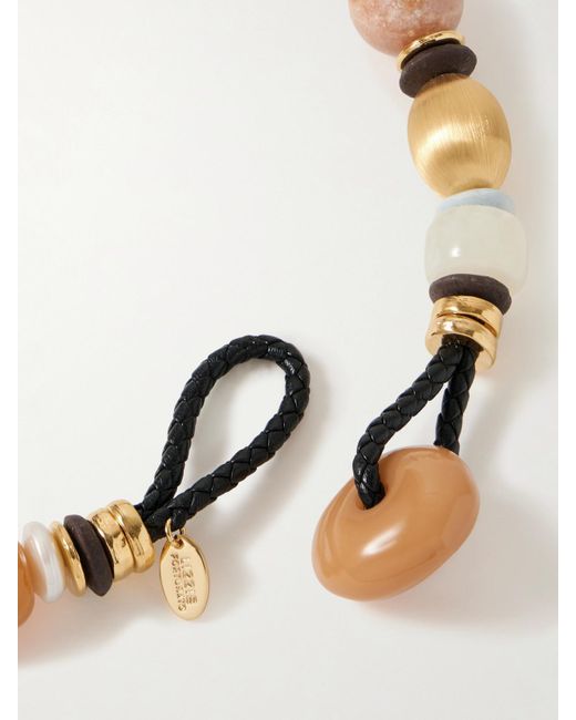 Lizzie Fortunato Natural Monument-Plated, Leather, -Stone And Horn Necklace